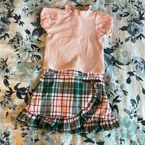 Janie and Jack Ruffle Top and Plaid Skirt - Sz 2T